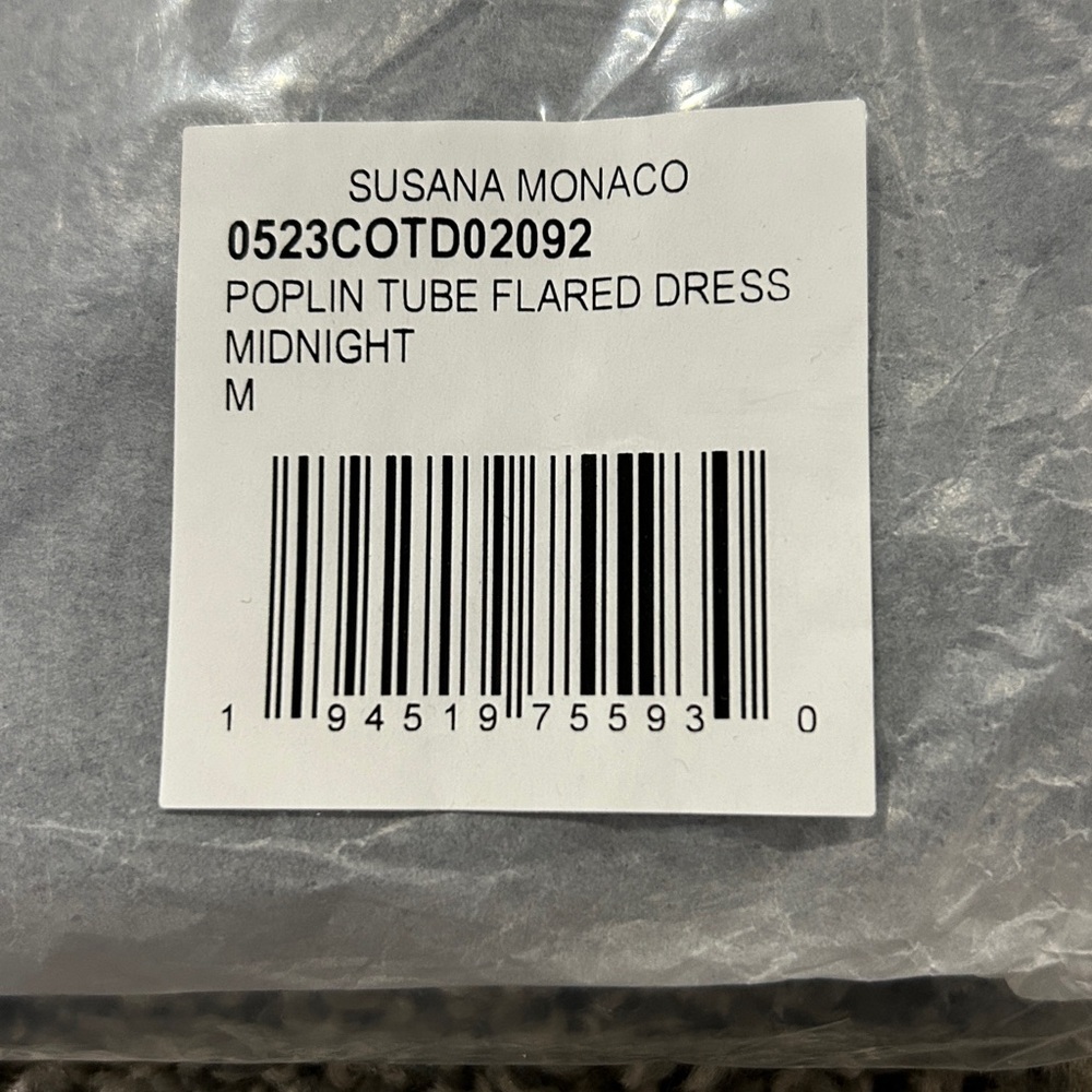 Susana Monaco NWT Poplin Tube Flared Dress with pockets in Midnight Blue (0208) - Picture 4 of 4
